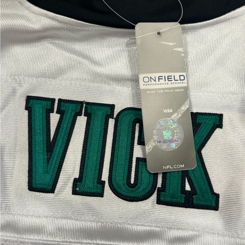Philadelphia Eagles Autographed Vick White and Green Jersey - Picture 5 of 6